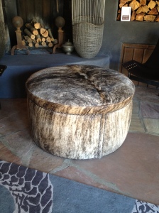 Cowhide Ottoman from Traditional Home Showhouse, Charles Krug Winery St. Helena, CA