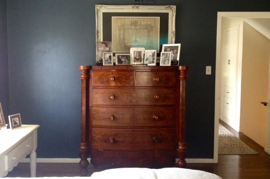 After: I love how this vignette really pops against the dark walls.